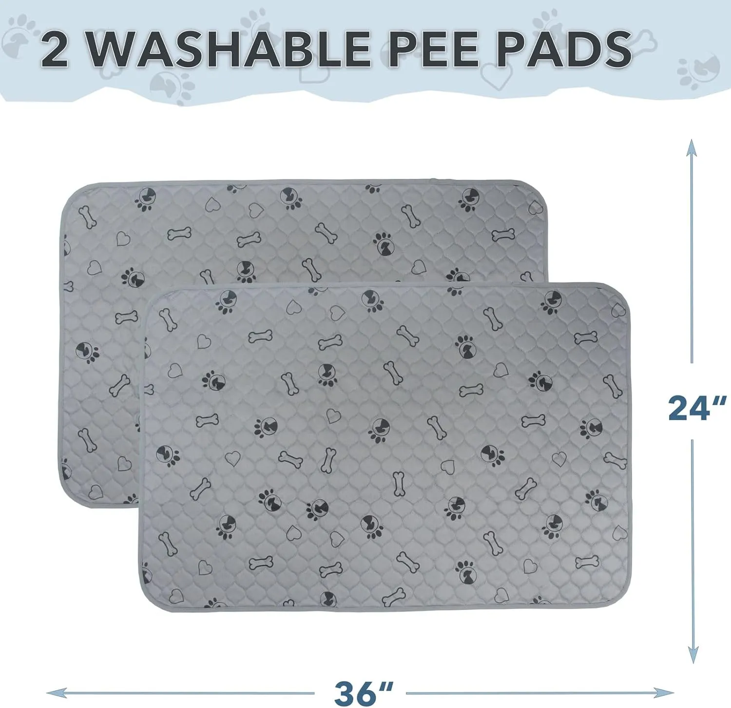 2 Pack 24x36 Washable Dog Pee Pads with Puppy Blanket,Puppy Pads,Dog Pad Washable Waterproof, Potty Buddy Reusable Potty Pads for Dogs,Super Absorbent Reusable Pet Training Pads