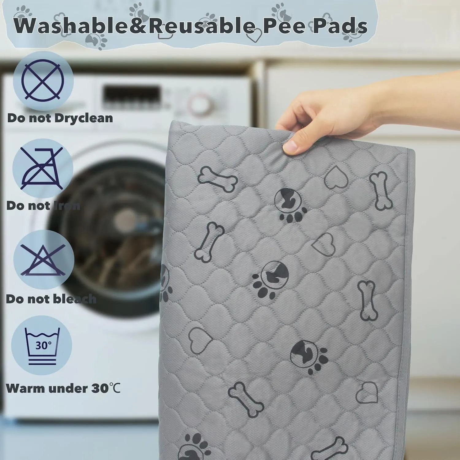 2 Pack 24x36 Washable Dog Pee Pads with Puppy Blanket,Puppy Pads,Dog Pad Washable Waterproof, Potty Buddy Reusable Potty Pads for Dogs,Super Absorbent Reusable Pet Training Pads