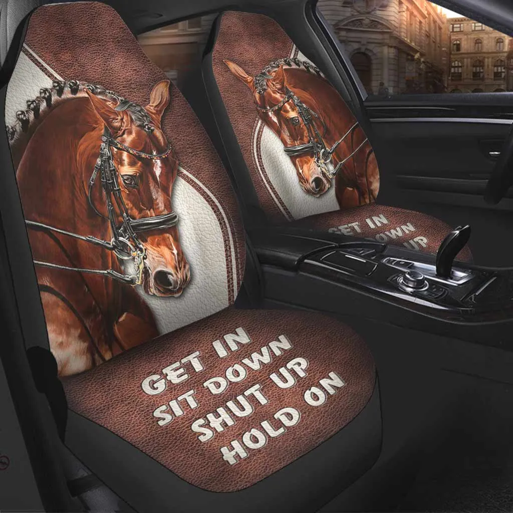 3D Full Printed Front Car Seat Cover For Horses Lover, Seat Covers With Leather Pattern Print