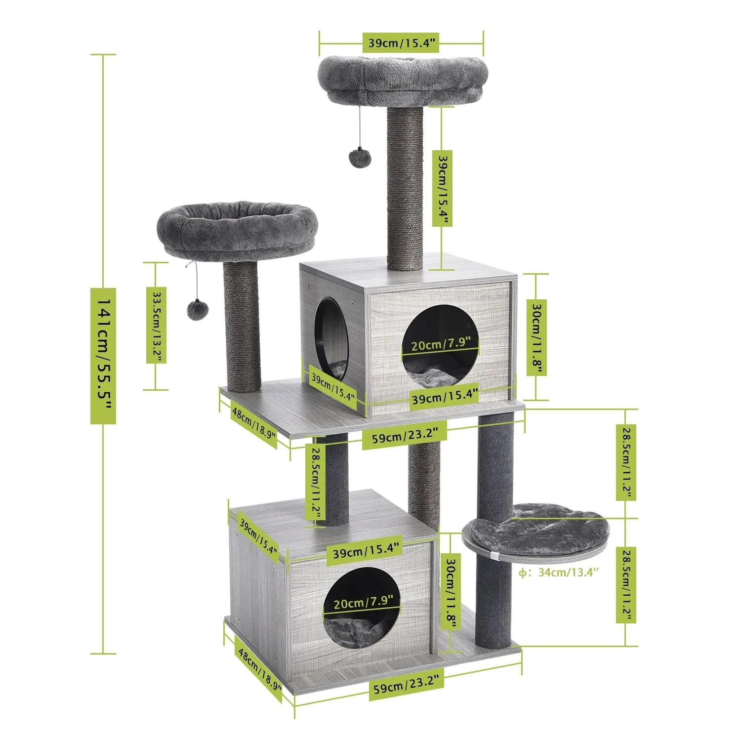 Adjustable 228~289cm Cat Climbing Tree Cat Jumping Frames Toys Scratch Post for Kittens Cat Toy