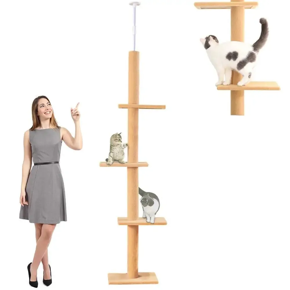 Adjustable 228~289cm Cat Climbing Tree Cat Jumping Frames Toys Scratch Post for Kittens Cat Toy