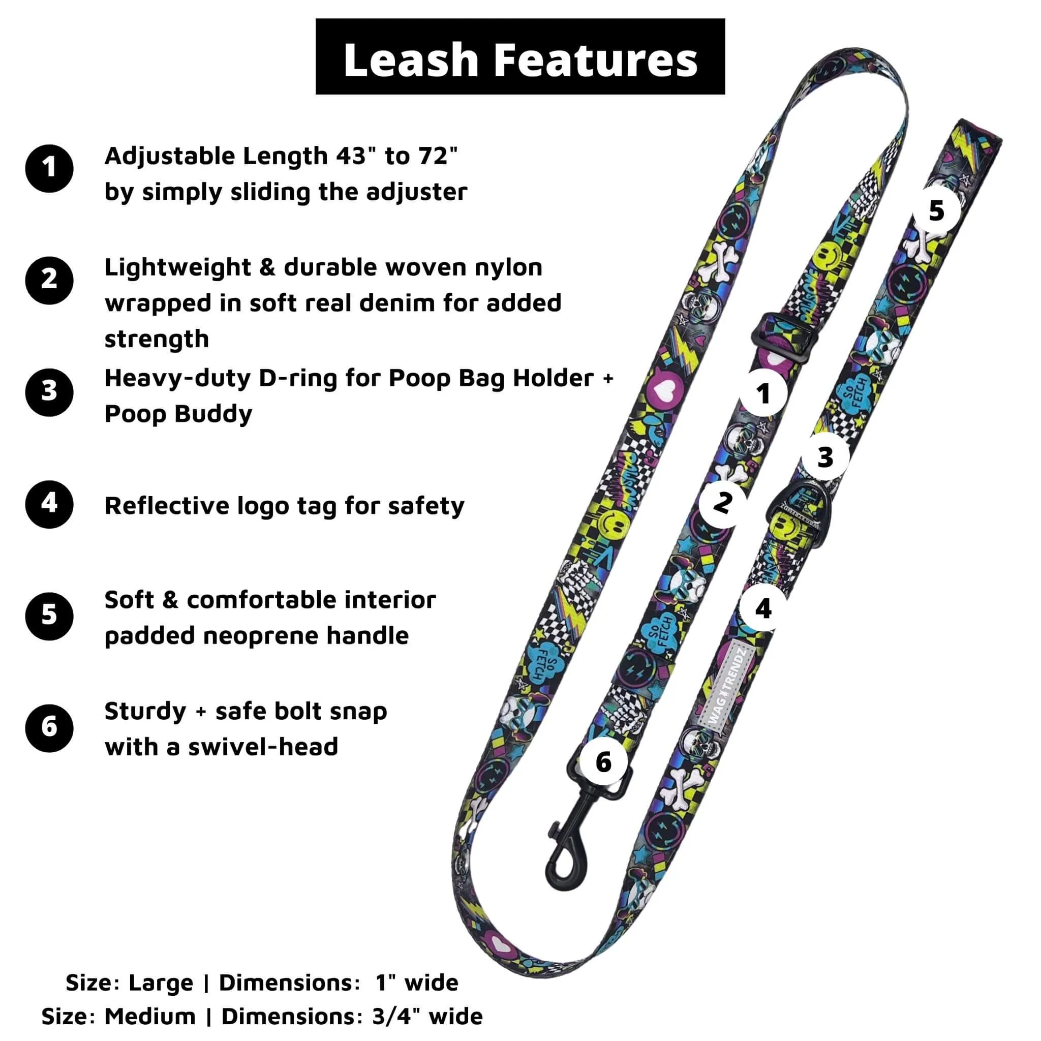 Adjustable Dog Leash | Skull Society