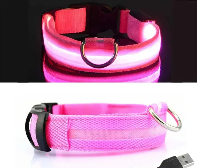 Adjustable Light Up LED Glowing Pet Collar for Dogs & Cats