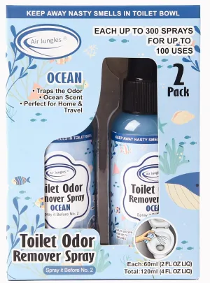 Air Jungles Toilet Poop Odor Eliminator Spray, Ocean Scent, Spray It Before No.2, Up to 100 Uses Per Bottle, For Home, Travel, Office Bathroom, and College Dorm Bathroom