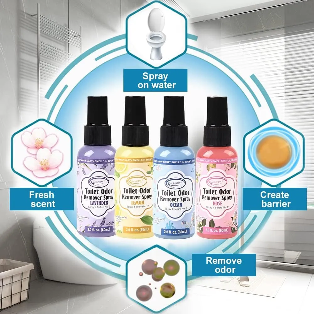 Air Jungles Toilet Poop Odor Eliminator Spray, Ocean Scent, Spray It Before No.2, Up to 100 Uses Per Bottle, For Home, Travel, Office Bathroom, and College Dorm Bathroom