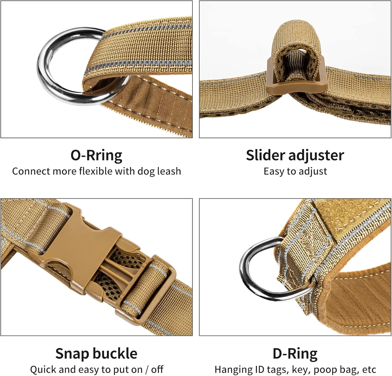 Annchwool No Pull Dog Harness with Padded Handle 5 Ft Leash,Reflective Strip Escape Proof and Quick Fit to Adjust Dog Harness,Easy for Training Walking for Small & Medium and Large Dogs(Brown-Set,M)