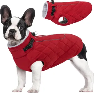 AOFITEE Coat for Medium Dogs, Turtleneck Warm Dog Winter Jacket with Back Zipper, Medium Pet Snowsuit with Reflective Trims, Dog Puffer Jacket for JackRussell, Boston Terrier, French Bulldog