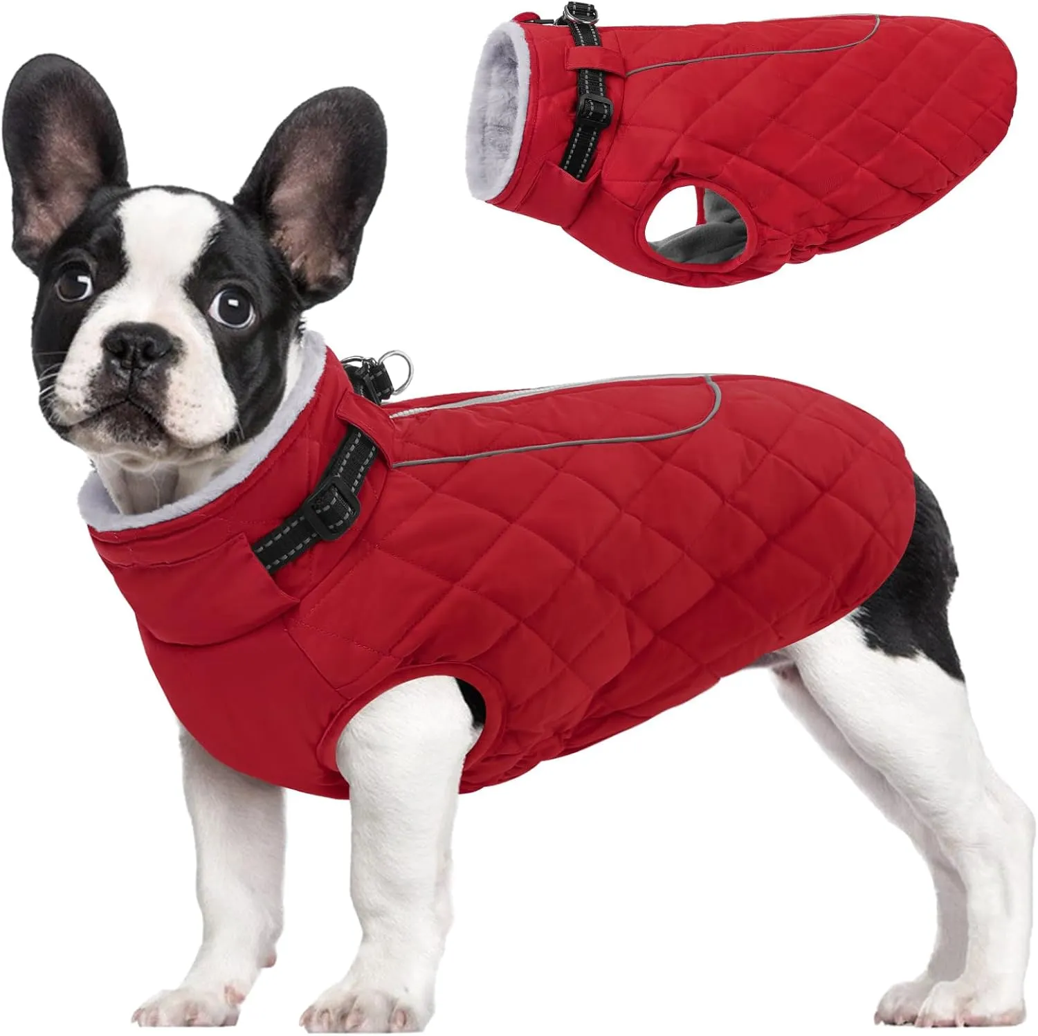 AOFITEE Coat for Medium Dogs, Turtleneck Warm Dog Winter Jacket with Back Zipper, Medium Pet Snowsuit with Reflective Trims, Dog Puffer Jacket for JackRussell, Boston Terrier, French Bulldog