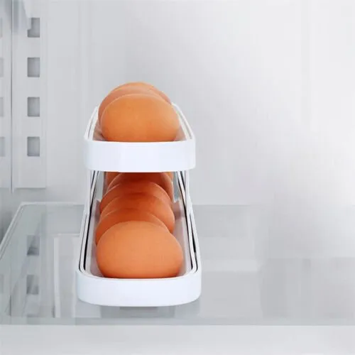 Automatic Scrolling Egg Rack - Space-Saving Rolling Eggs Dispenser and Organizer for Refrigerator Storage
