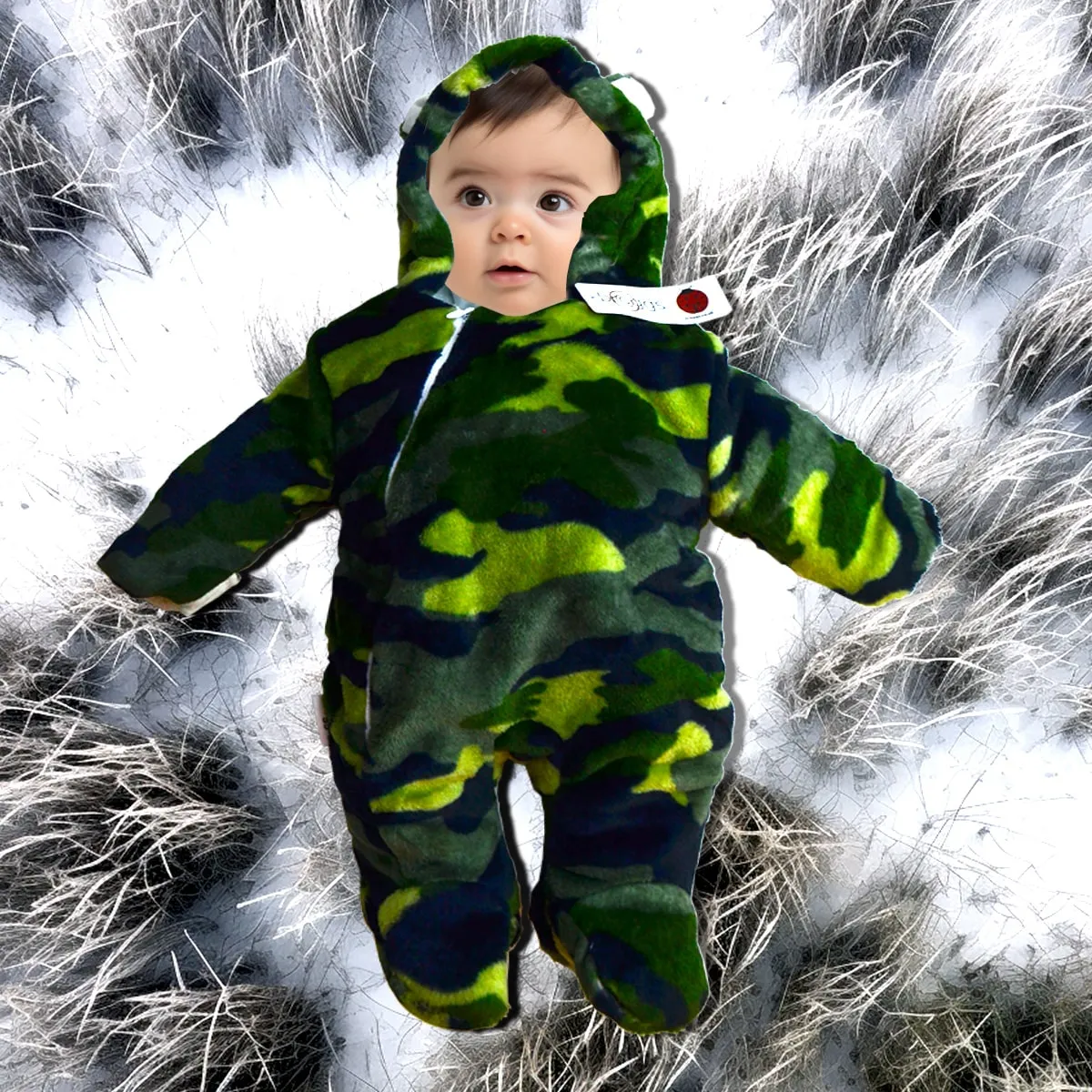 Baby Snowsuit | Faux Fur Hooded Snow Suit | Pramsuit | Unisex | Green Camp | Available in 6 sizes | 0-18M | 17I | Broggs®