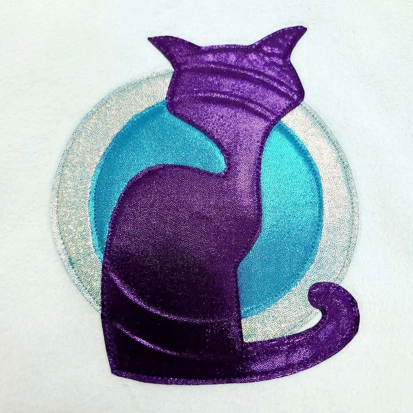 Blanket - Seafoam Blue with Purple Cat by World of Whimm