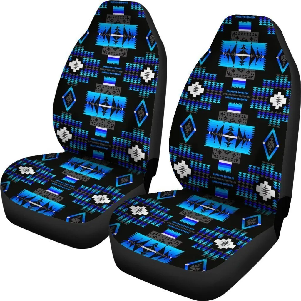 Blue And Black Native Tribal Universal Fit Car Seat Covers