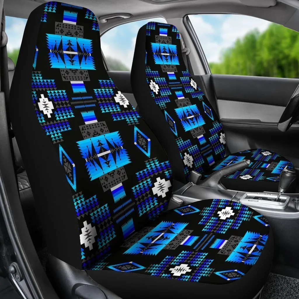 Blue And Black Native Tribal Universal Fit Car Seat Covers