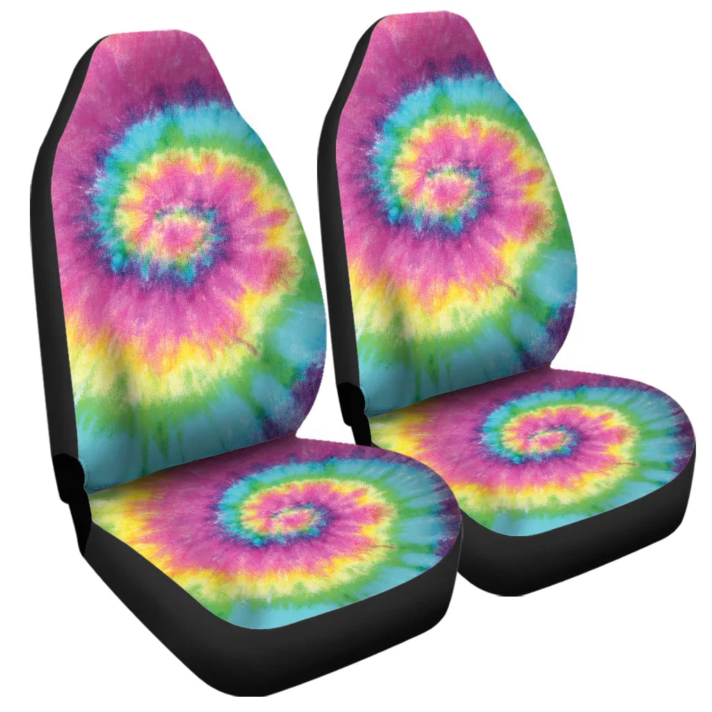 Bright Spiral Tie Dye Print Universal Fit Car Seat Covers