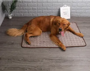 Brown Pet Cooling Mat, Heat Relief Mat Dog Cooling Pad, Soft Ice Silk Material