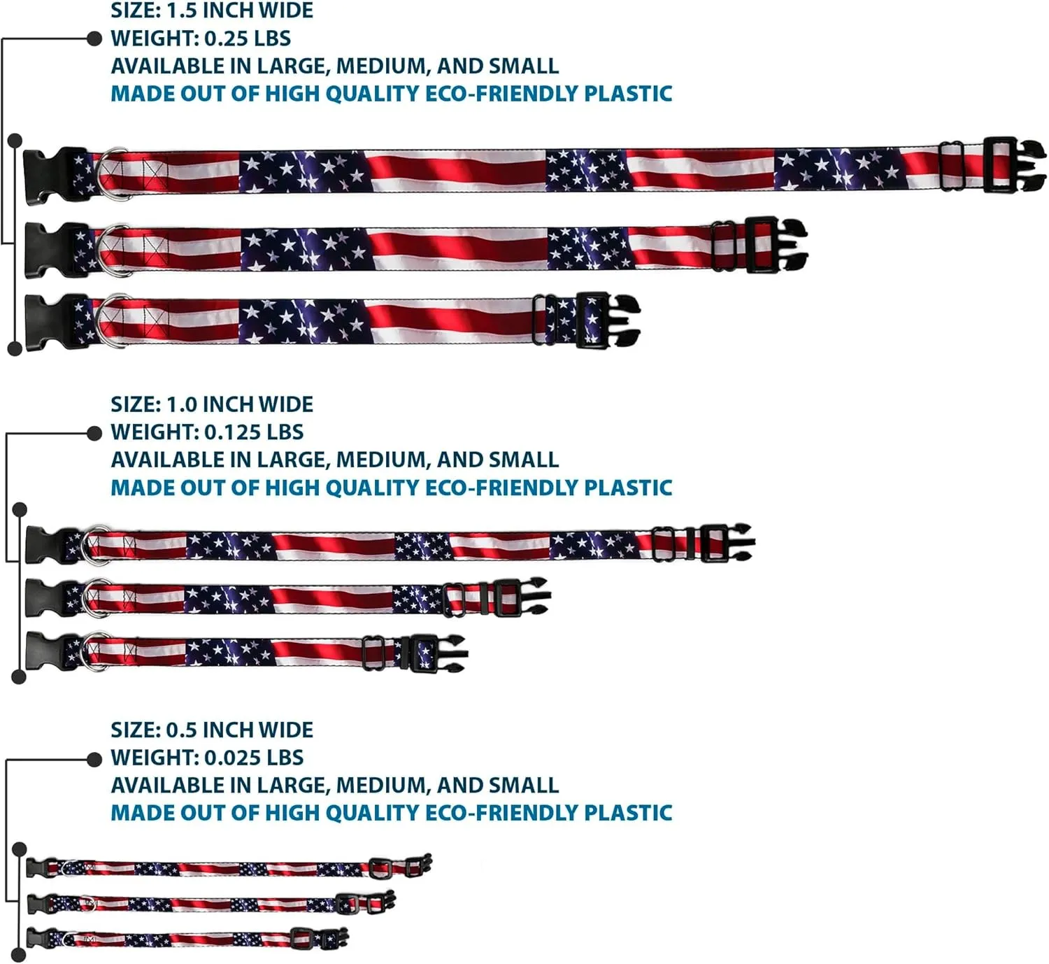 Buckle-Down PC-W30158-S An Flag Vivid Close-Up Plastic Clip Collar, Small/9-15"
