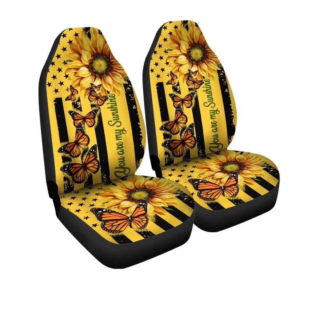 Butterfly Car Seat Covers Custom Yellow Sunflower Car Accessories