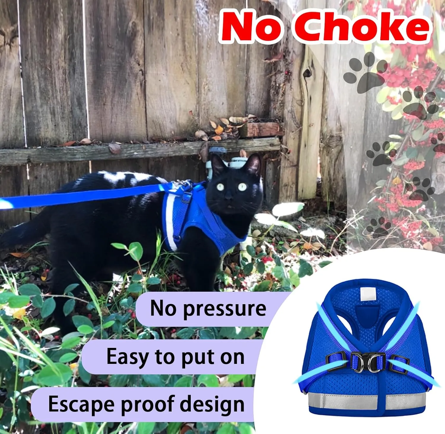 Cat Harnesses and Puppy Harness with Leashes Set, Escape Proof Cat Harness, Adjustable Reflective Soft Mesh Vest Fit Puppy Kitten Rabbit Ferrets's Outdoor Harness