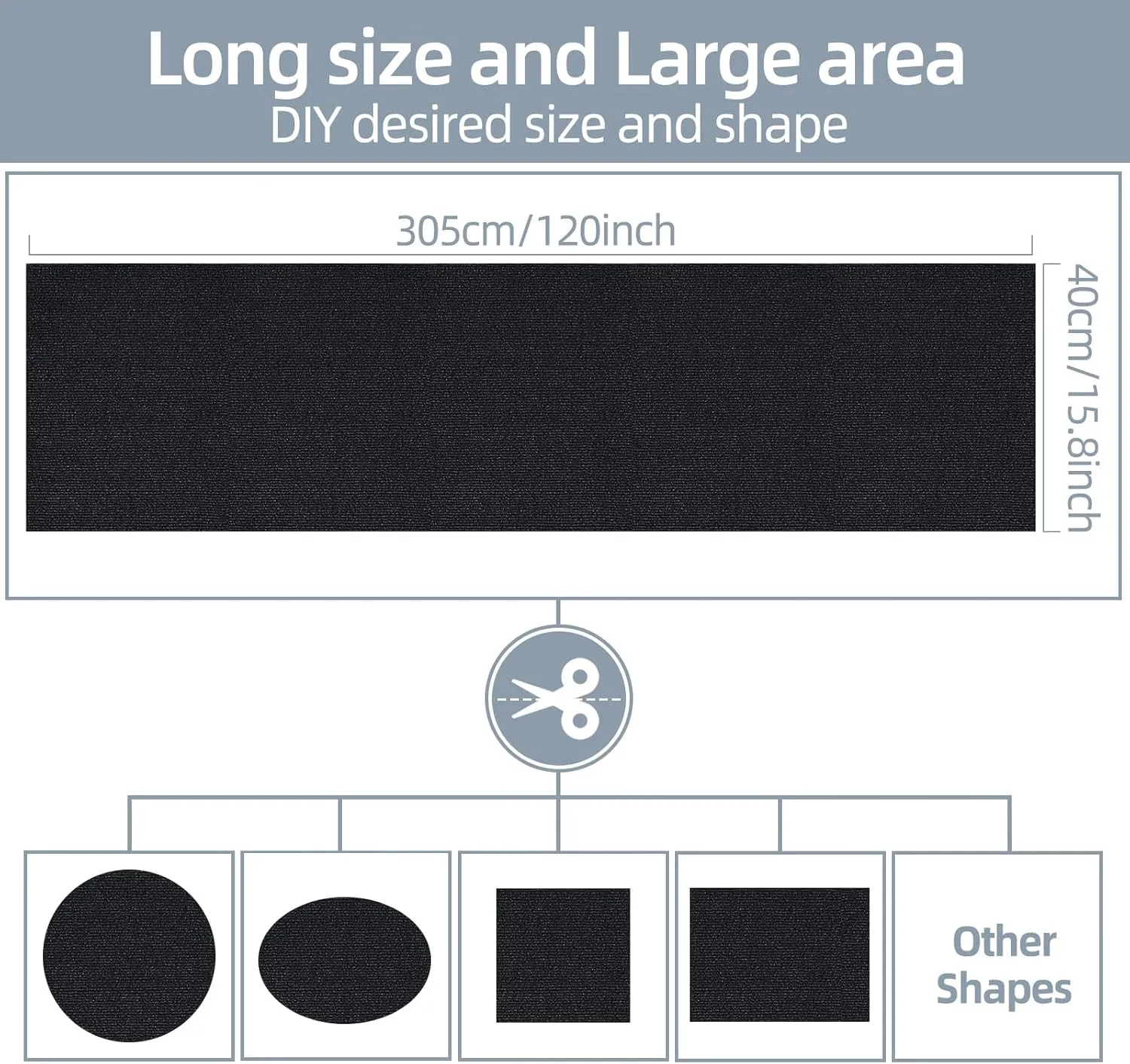 Cat Scratch Mat 120"x15.8",Cat Scratch Carpet Trimmable Self-Adhesive Cat Scratch Pad,Decorative Cat Tree ShelfCat WallCat Scratching Post,Cat Couch Protector(Black)