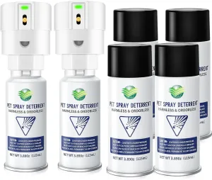 Cat Spray Pet System with 2 Pet System & 6 Pack Spray, Motion Activated Pet Proofing Repellent for Cats and Dogs, Dog & Cat Spray