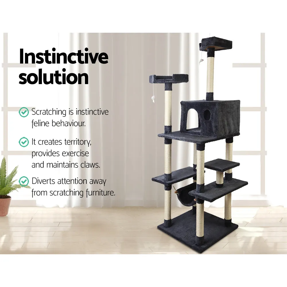 Cat Tree, 184 cm, Wood Scratching Post Tower Condo