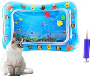 Cat Water Mat, Upgraded-Thicken Unbreakable Cat Splash Play Mat, Cat Water Play Mat for Indoor Cats, Cat Water Sensory Play Mat for Indoor Cats (Hairtail Style)