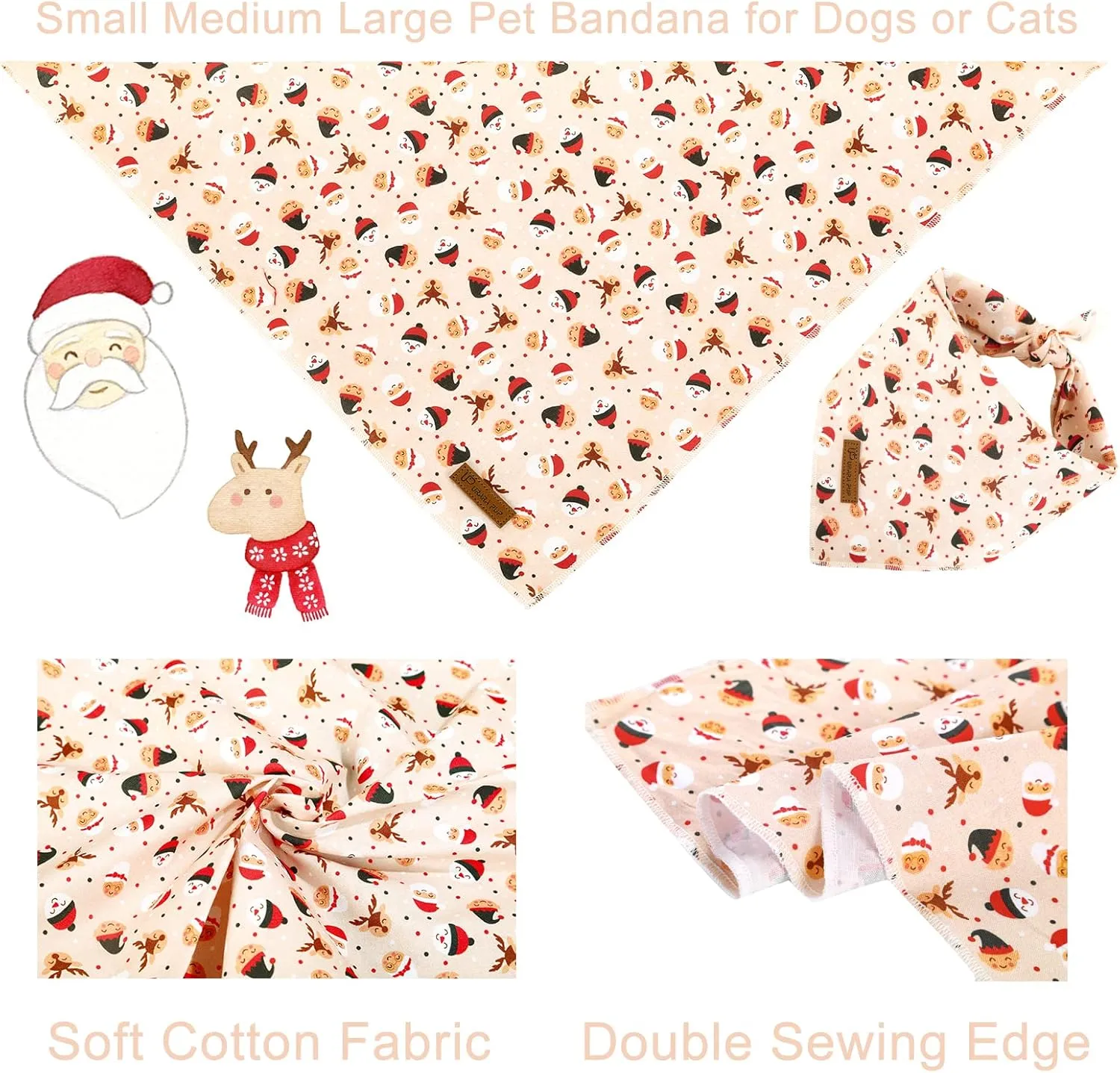 Christmas Dog Bandana, Christmas Triangle Bid Scarf with Cute Snowman, Cotton Pet Kerchief for Girl Boy Dogs or Cats, Adjustable Winter Dog Bandana for Small Medium Dogs