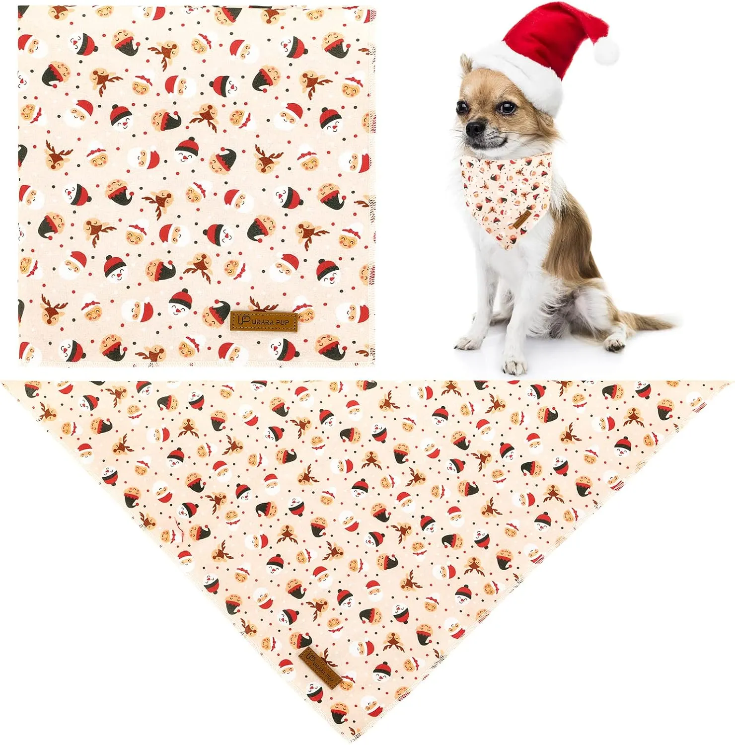 Christmas Dog Bandana, Christmas Triangle Bid Scarf with Cute Snowman, Cotton Pet Kerchief for Girl Boy Dogs or Cats, Adjustable Winter Dog Bandana for Small Medium Dogs