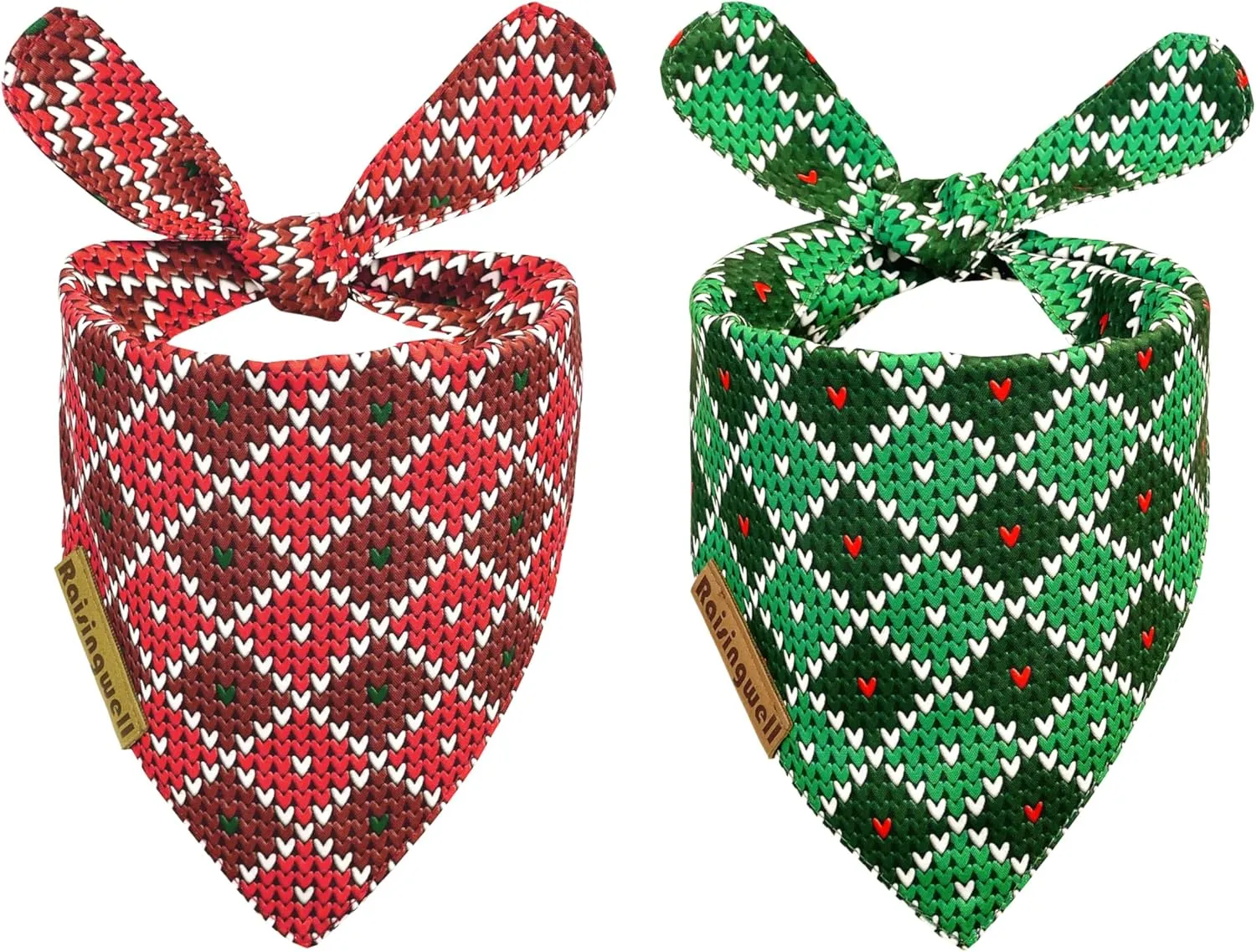 Christmas Dog Bandanas 2 Pack, 4 Pattern Reversible Adjustable Winter Holiday Dog Scarf for Boy & Girl, Small-XLarge Dogs | Christmas Reindeer Santa Claus