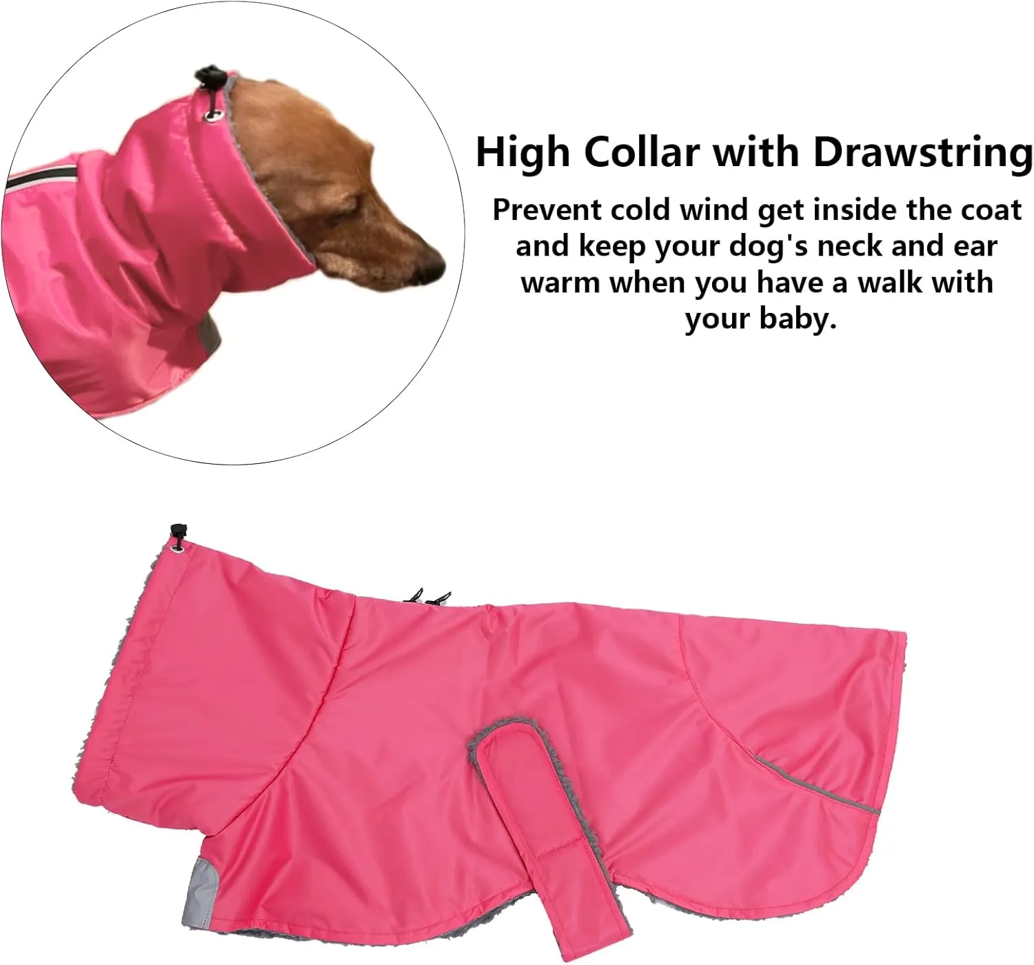 Dachshund Coats Waterproof, Perfect for Dachshunds, Sausage, Weiner Dog Winter Coat with Padded Fleece, Puppy Snowsuit with Adjustable Bands and High Vis Reflective Trim - Pink - M