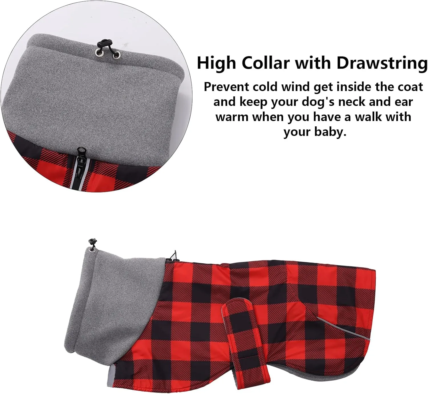 Dachshund Coats Waterproof Suitable for Dachshunds Sausage Weiner Dog Winter Coat Padded Fleece Puppy Snowsuit with Adjustable Bands Reflective Stripe - Plaid Red - XS
