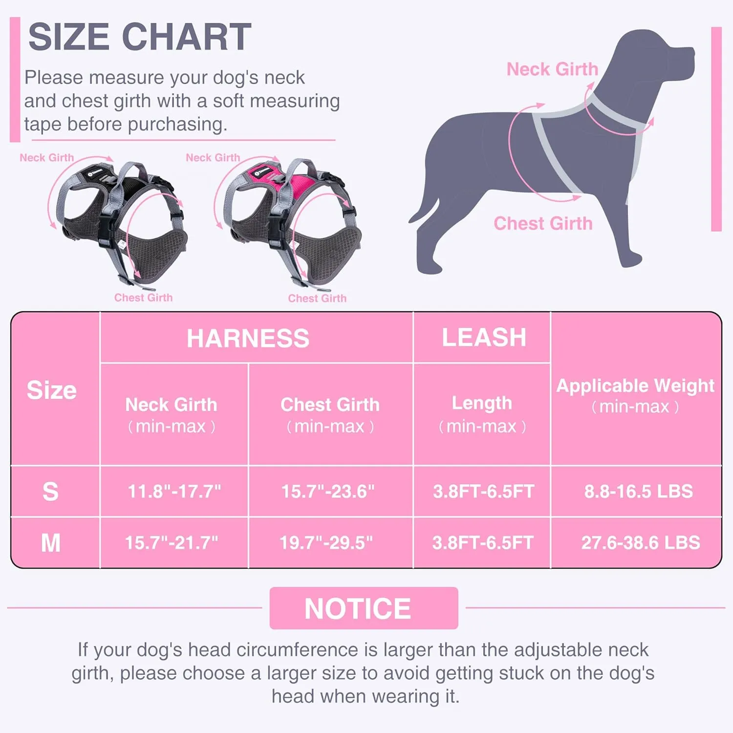 Dog Harness for Large Dogs Breathable Dog Harness and Leash Set, Soft Dog Vest Harness Reflective Puppy Harness No Pull with Handle Suit for 27-39lbsRose Red M Size