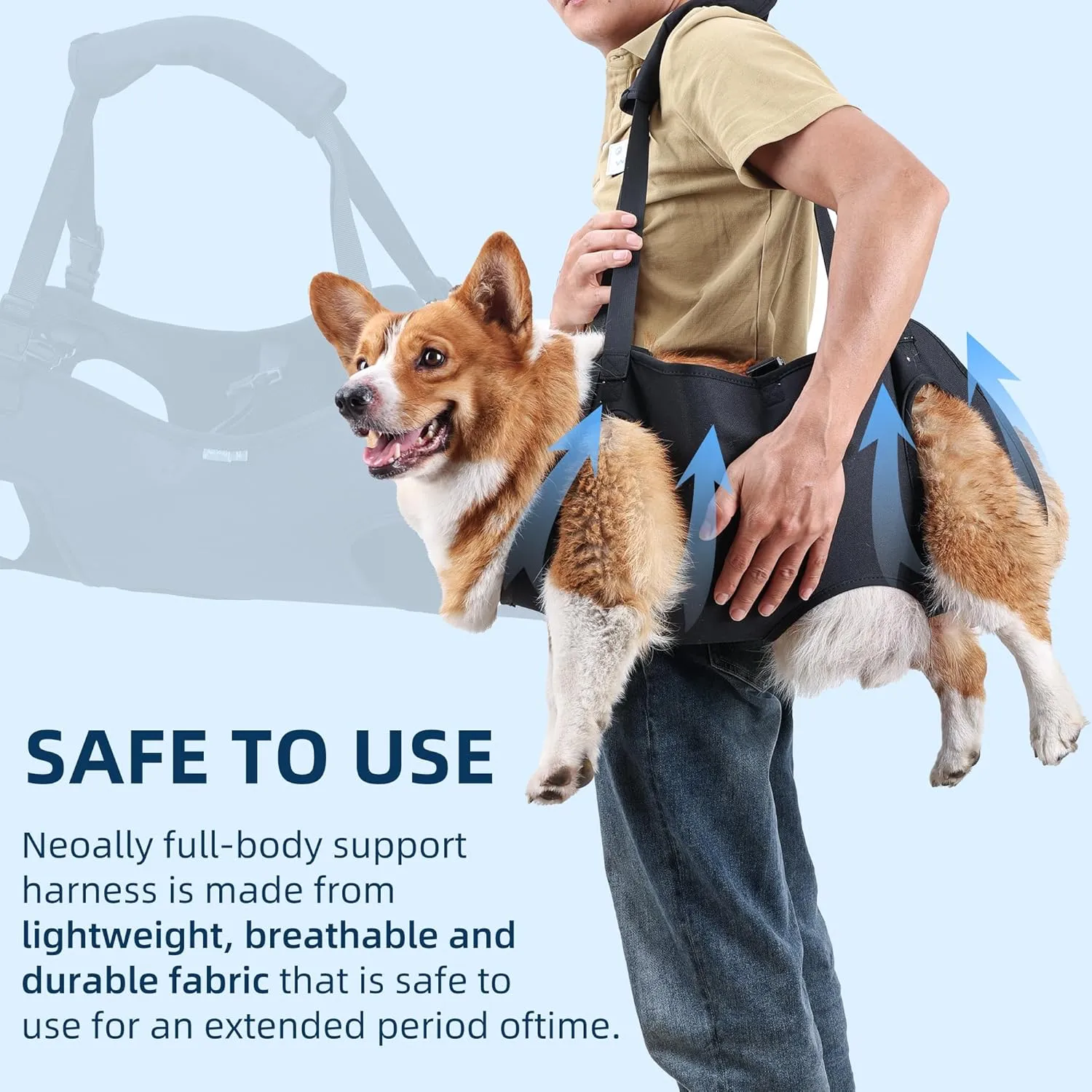 Dog Lift Harness, Emergency Backpack Pet Legs Support & Rehabilitation Sling Carrier, Adjustable Lifting Straps Carrier for Senior Elderly Dogs Joint Injuries Arthritis S