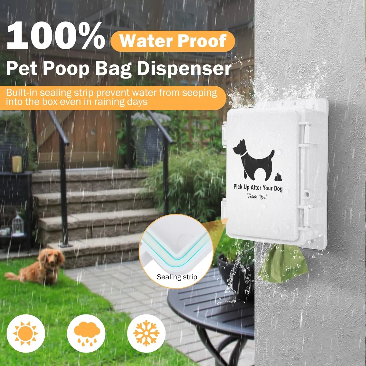 Dog Poop Bag Dispenser, Wall Mounted Outdoor Dog Waste Bags Dispenser Station, Waterproof Pet Waste Bag Holder Fits Home, Porch, Back Yard(Dispenser Only)