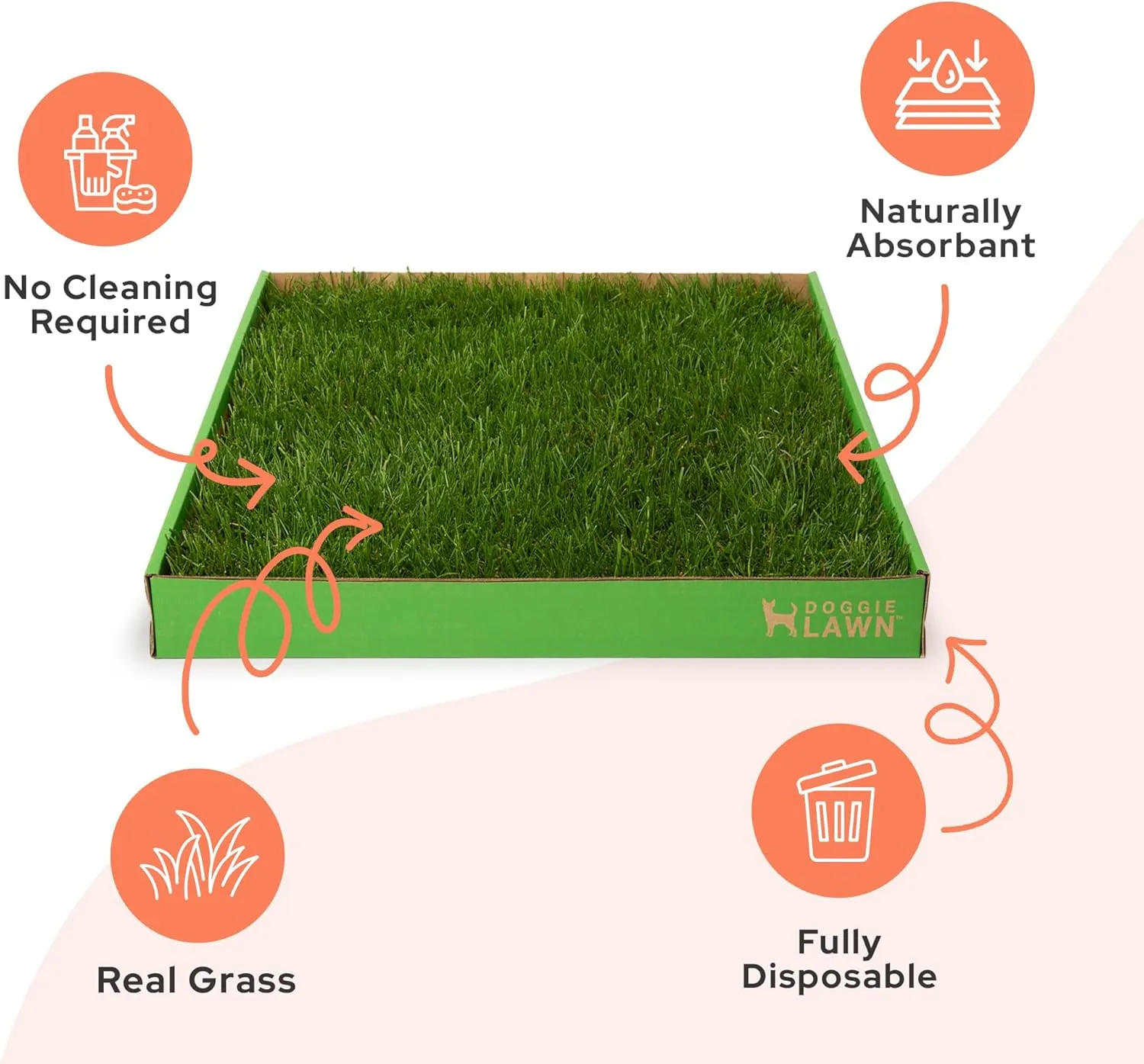 DoggieLawn Real Grass Puppy Pee Pads- 24 x 24 Inches - Perfect Indoor Litter Box for Dogs - No Mess, Easy-to-Use - Potty Training for Pets - Eco-Friendly Disposable Bathroom with Real Living Grass