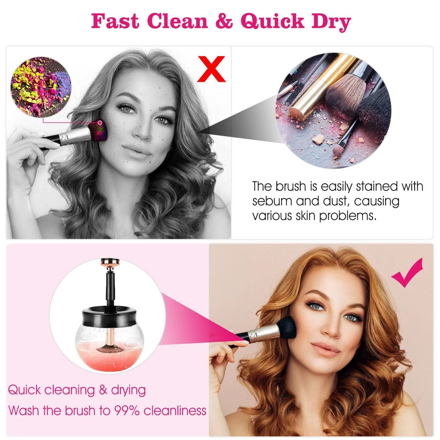 Electric Cosmetic Makeup Brush Cleaner Dryer