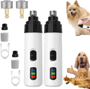 ELEGY Huesom Silent Groom Pro Nail Grinder, Electric Dog Nail Trimmers Quiet, Pet Toenail Grinder for Large Dogs, Rechargeable USB Charging Nails Clippers Attachment, Low Noise Toenail Trimmer(2PCS)