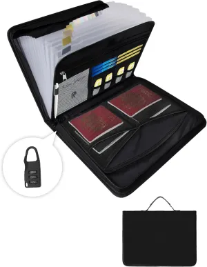 Fireproof Important Document Organizer Folio - Accordion File Organizer, 13 Pocket Expanding File Folder with Labels,Safe Holder and Organizer for Birth Certificate,Paper,Receipt,Bill,etc.