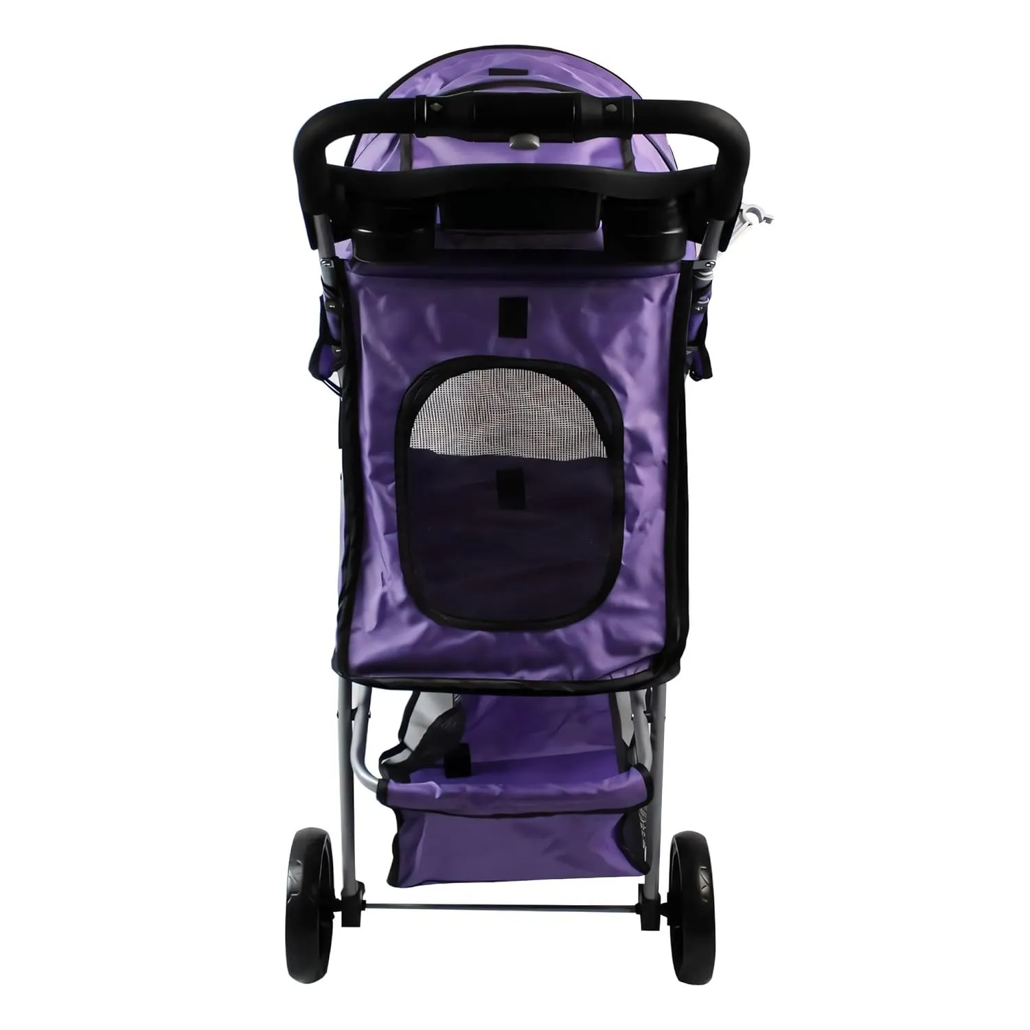 Foldable Pet Stroller for Cats and Dogs 3 Wheels Carrier Strolling Cart, Pet Strolling Cart for Small/Medium Dogs and Cats with Storage Basket, Blue