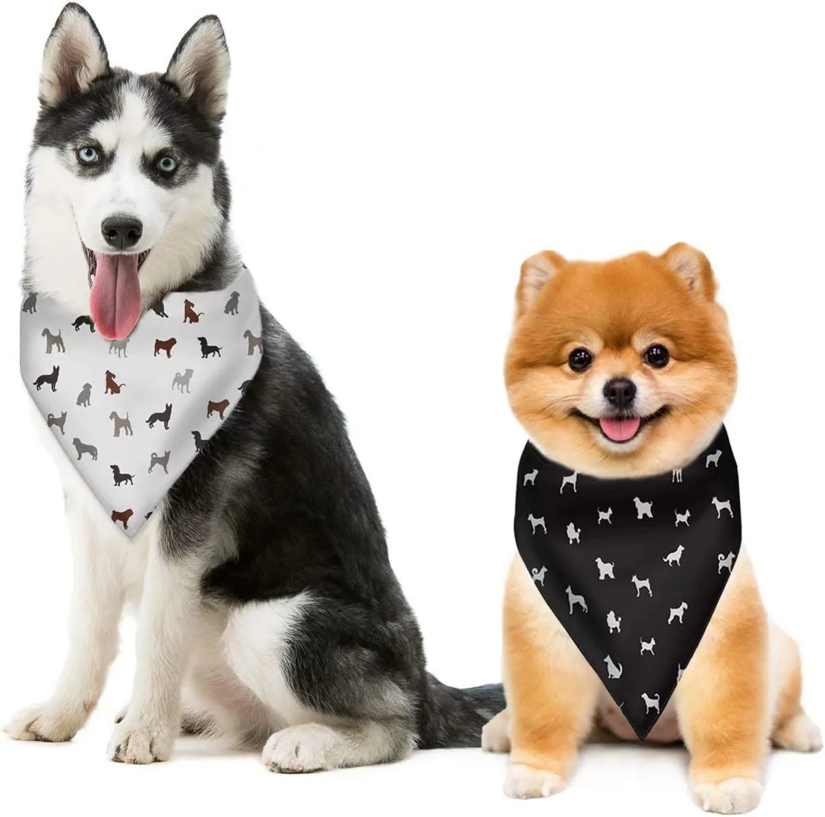 Forchrinse Colorful Puppy Paws Print Dog Bandana Scarf Pet Kerchief Washable Dog Bib, Polyester Fabric, 1pc