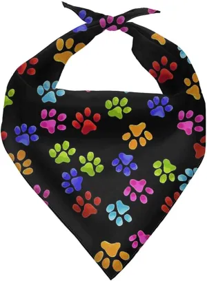Forchrinse Colorful Puppy Paws Print Dog Bandana Scarf Pet Kerchief Washable Dog Bib, Polyester Fabric, 1pc