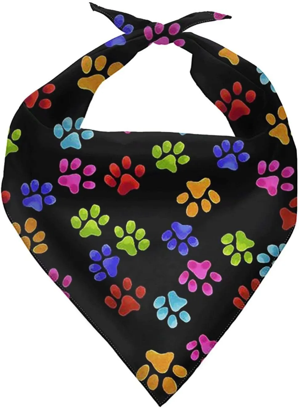 Forchrinse Colorful Puppy Paws Print Dog Bandana Scarf Pet Kerchief Washable Dog Bib, Polyester Fabric, 1pc