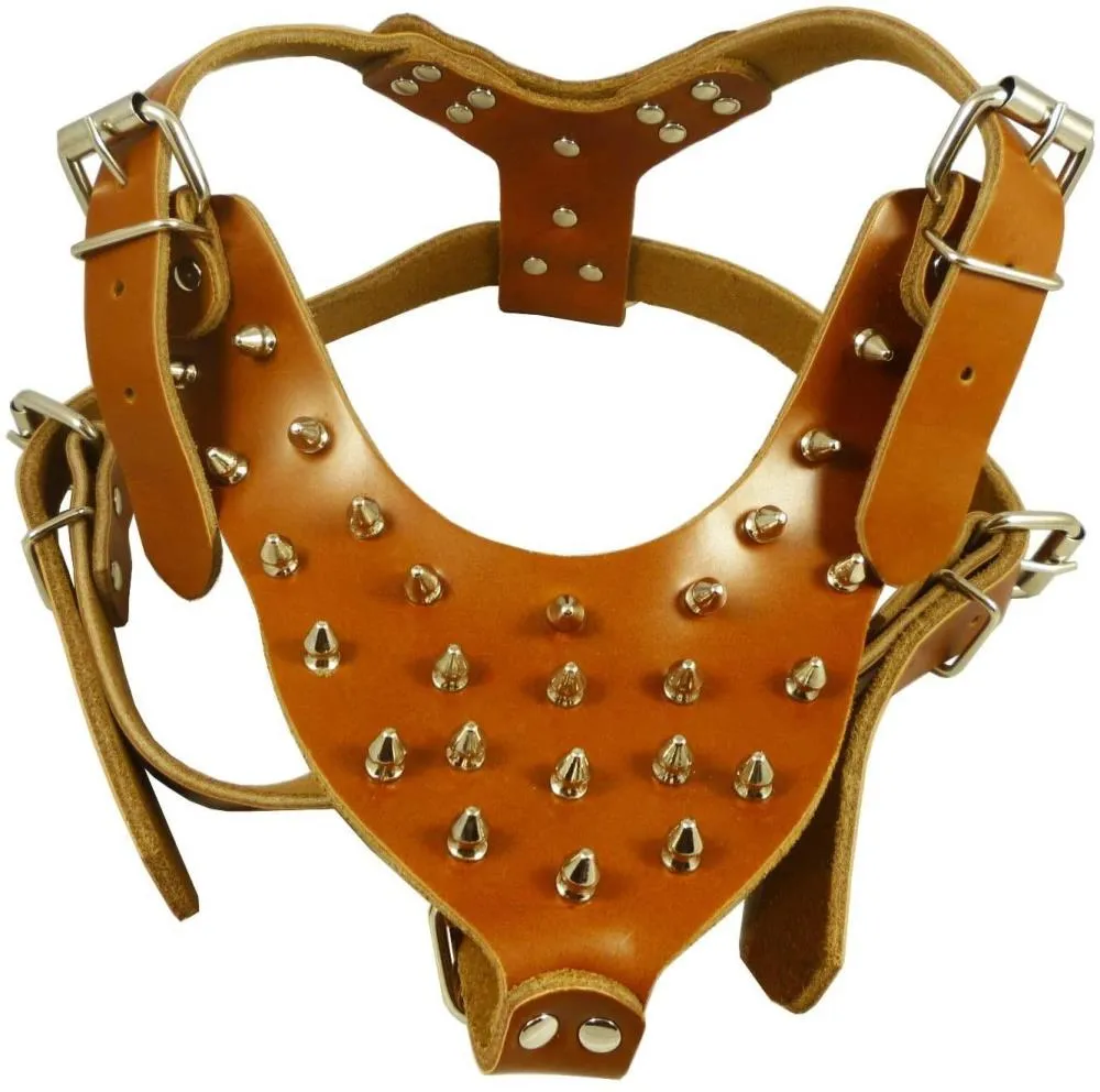 Furry Friend Leather Spike Dog Harness