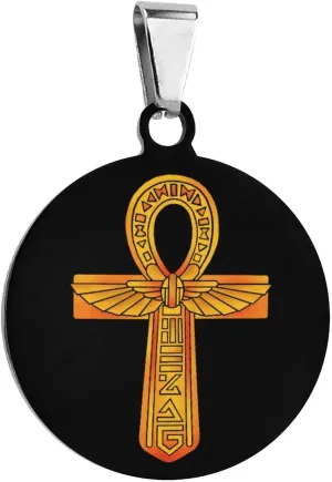 Gold Egyptian Symbol Pet ID Tag Personalized Stainless Steel Round Dog Tags Printed Cat Collar Tags Accessories