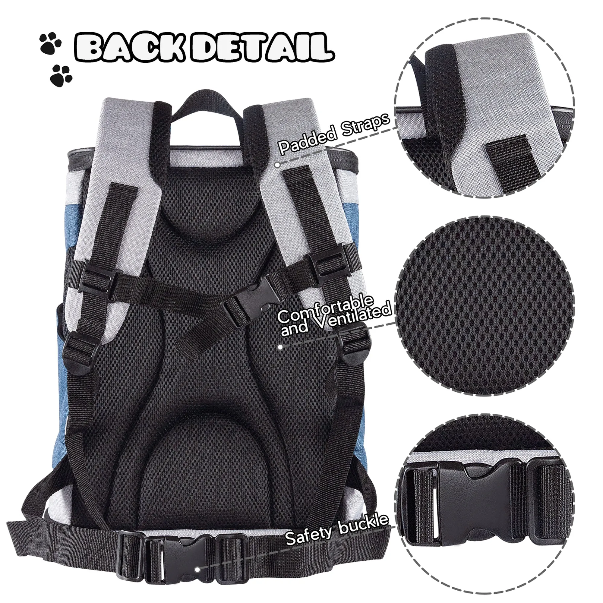 GOOPAWS Pet Soft Backpack Carrier for Small Dog Cat, Blue Grey, 13''