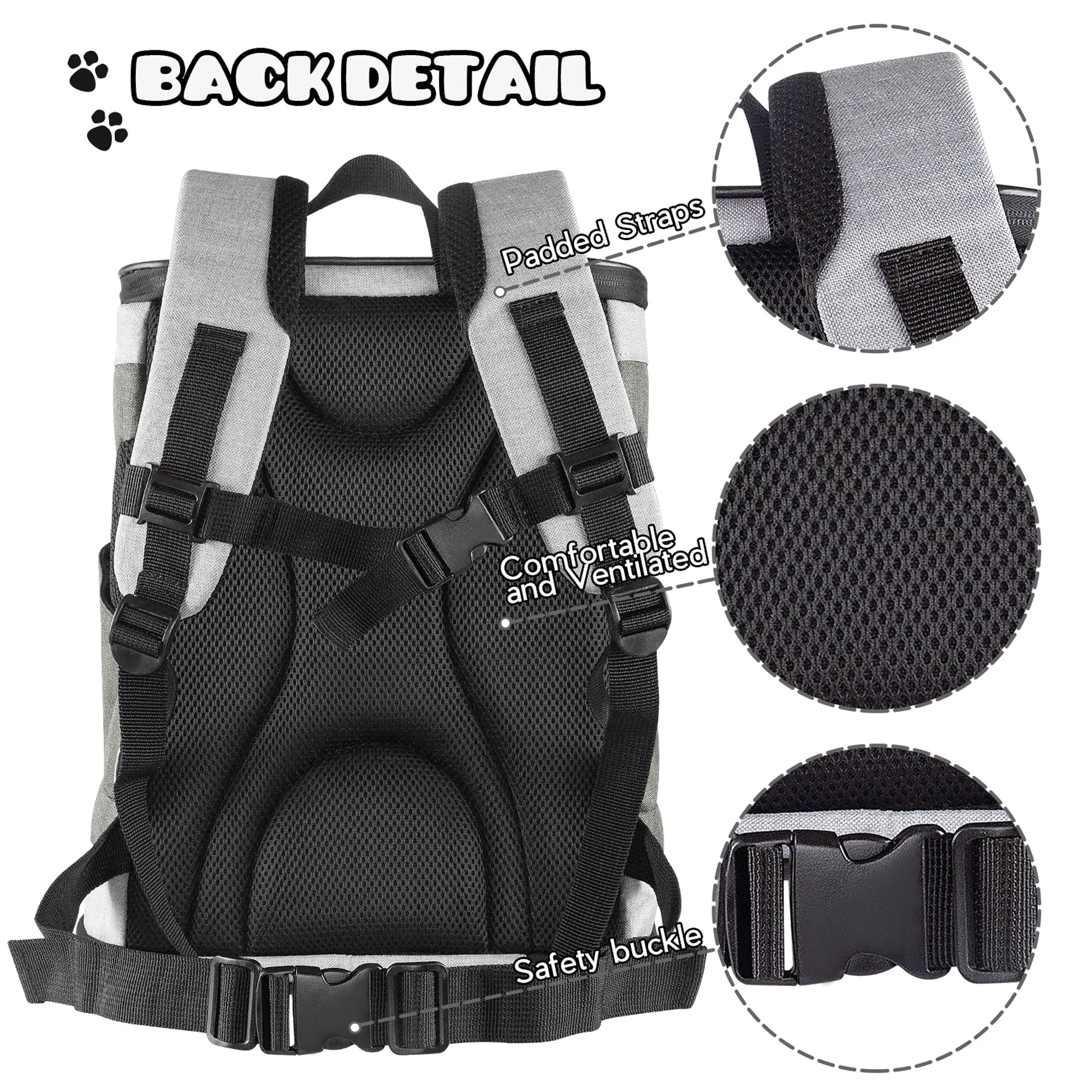 GOOPAWS Pet Soft Backpack Carrier for Small Dog Cat, Smoke Grey, 13''