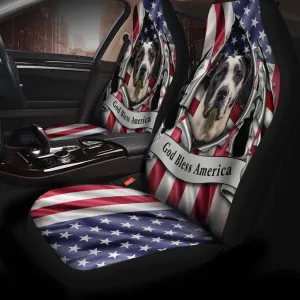 Great Dane Dog Inside Flag Gob Bless America  Car Seat Covers
