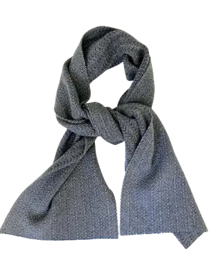Herringbone Knitted Cashmere Scarf Camel Blue
