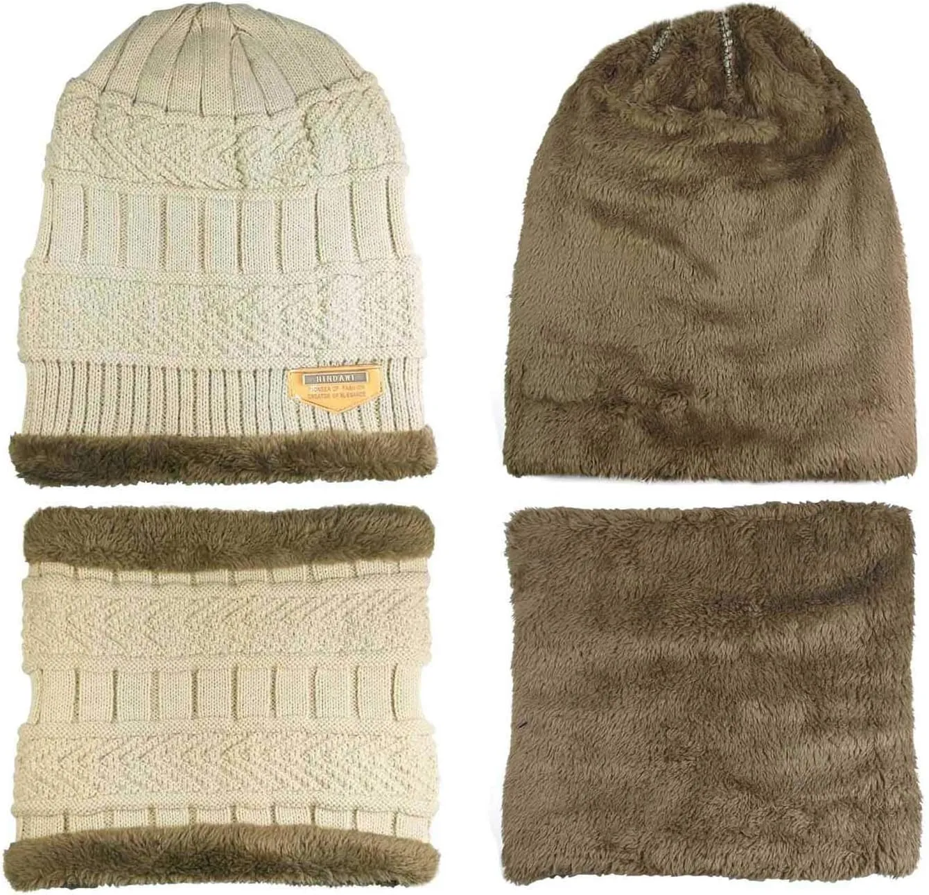 HINDAWI Winter Hat Scarf Gloves Slouchy Beanie Snow Knit Skull Cap Touch Screen Mittens Circle Scarves for Women Men
