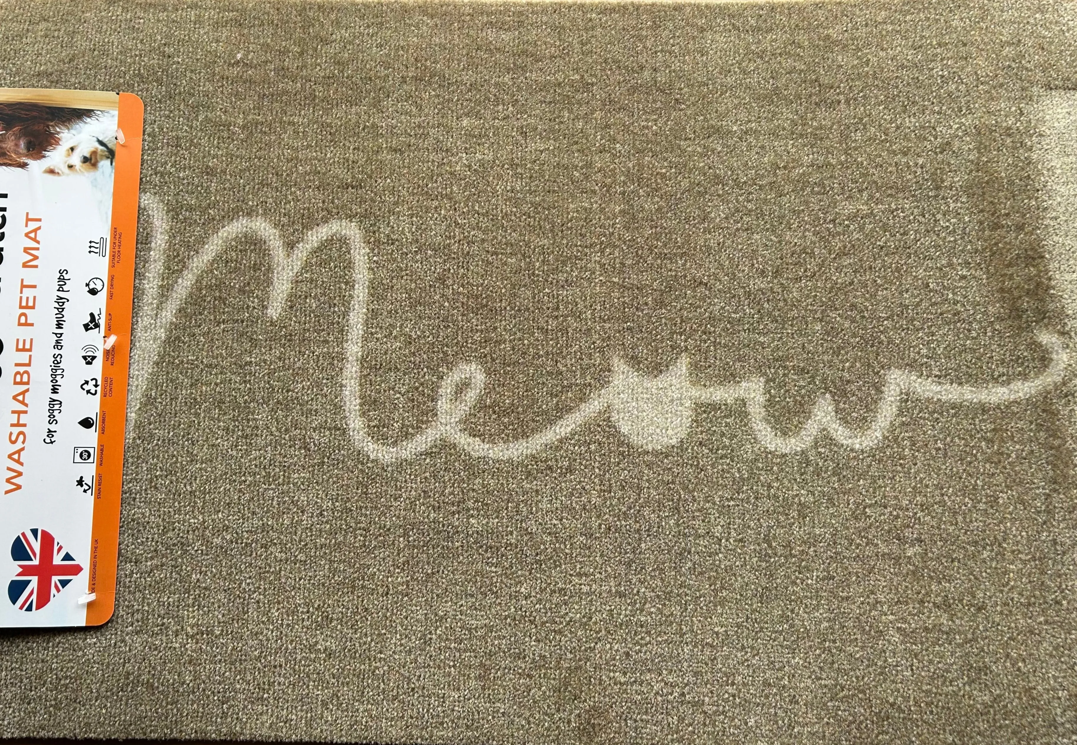 Howler & Scratch Cat MEOW Beige Washable Hard-Wearing Nylon Pet Mat